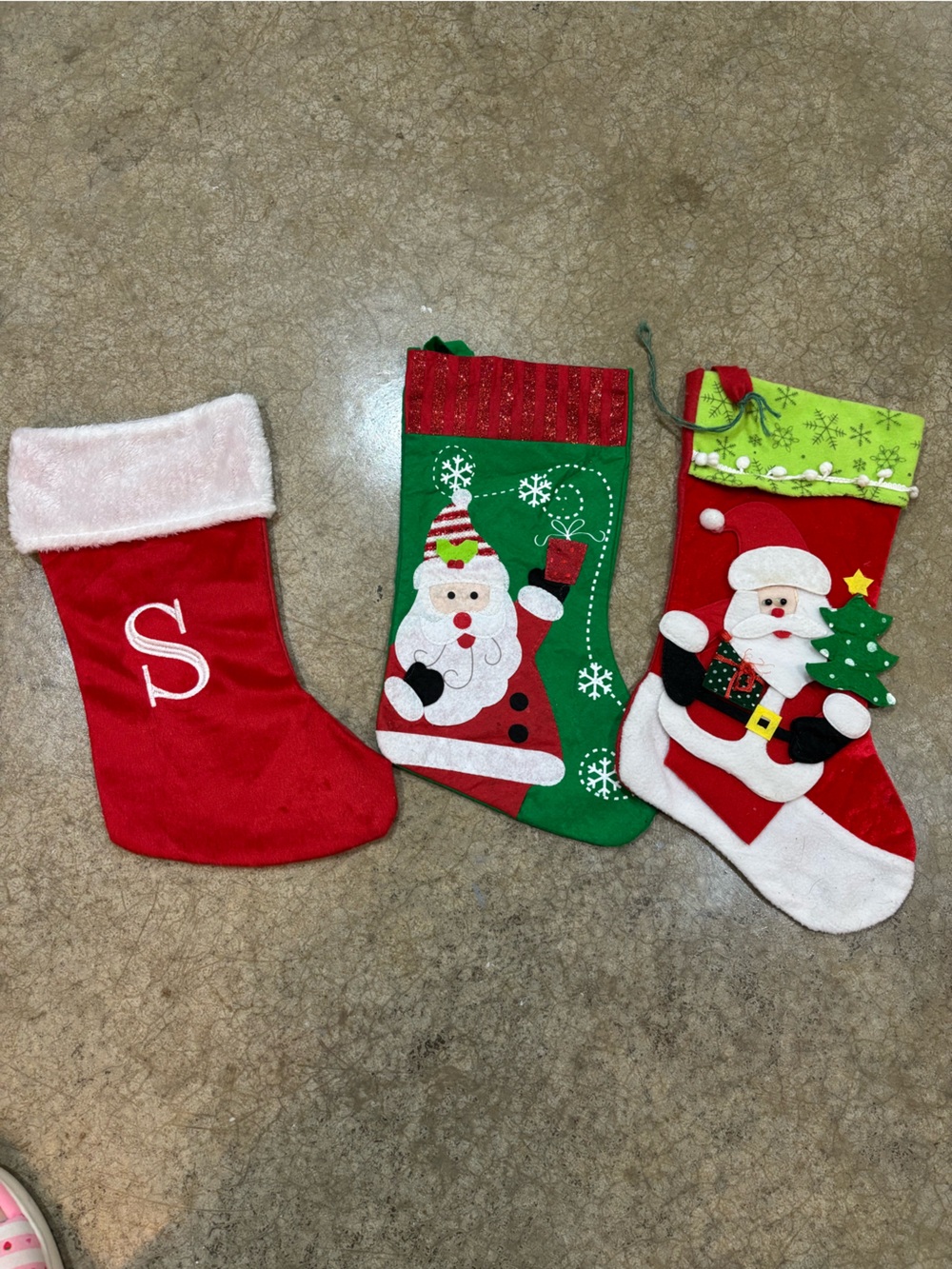 Festive Christmas Stocking Set - Red & Green Santa Designs